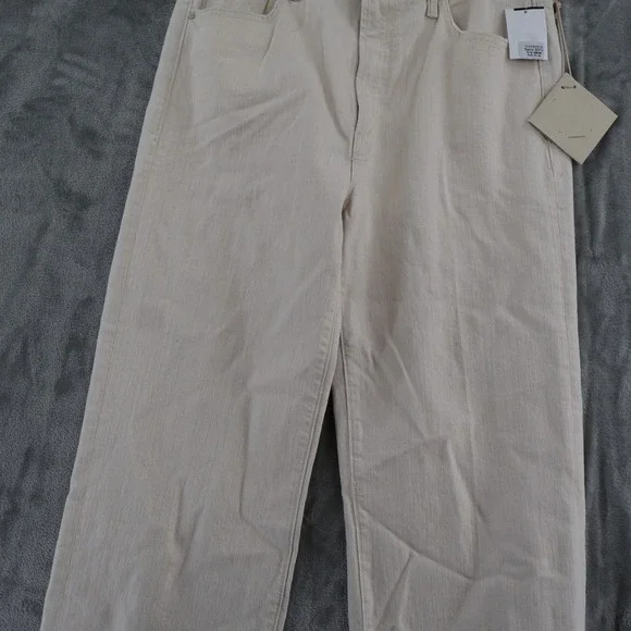MOTHER The Rambler High Rise Ankle Jeans Women 32 Cream Straight Leg Classic NWT